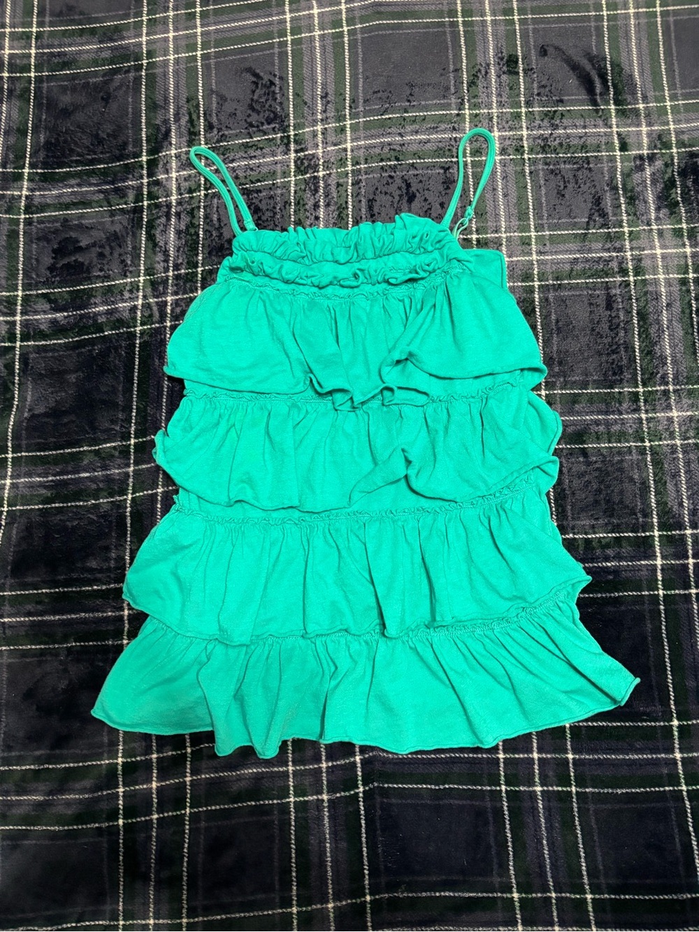Y2K 2000s Express aqua blue ruffle tank top with adjustable straps. Size: S.